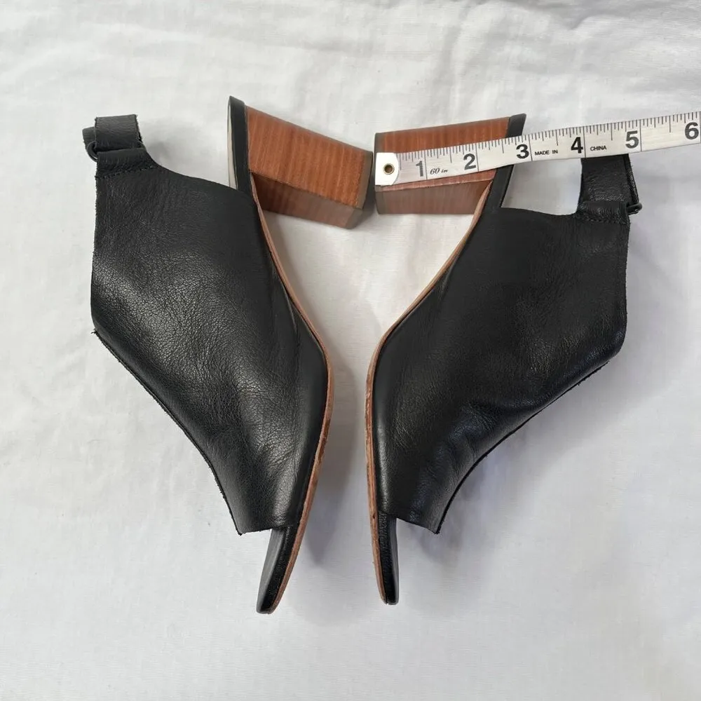 Loeffler Randall Black Leather Peep toe Block Heeled Sandals 9.5 B - Image 5