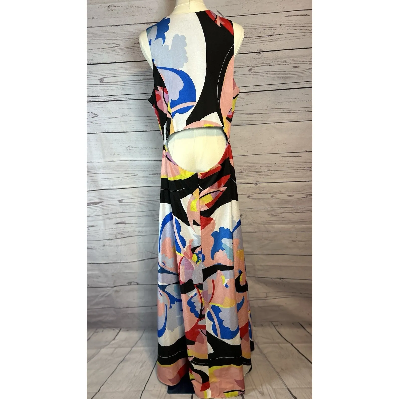 Nicole Miller New York Abstract Floral Cascade Maxi Dress Size 14 - Image 4