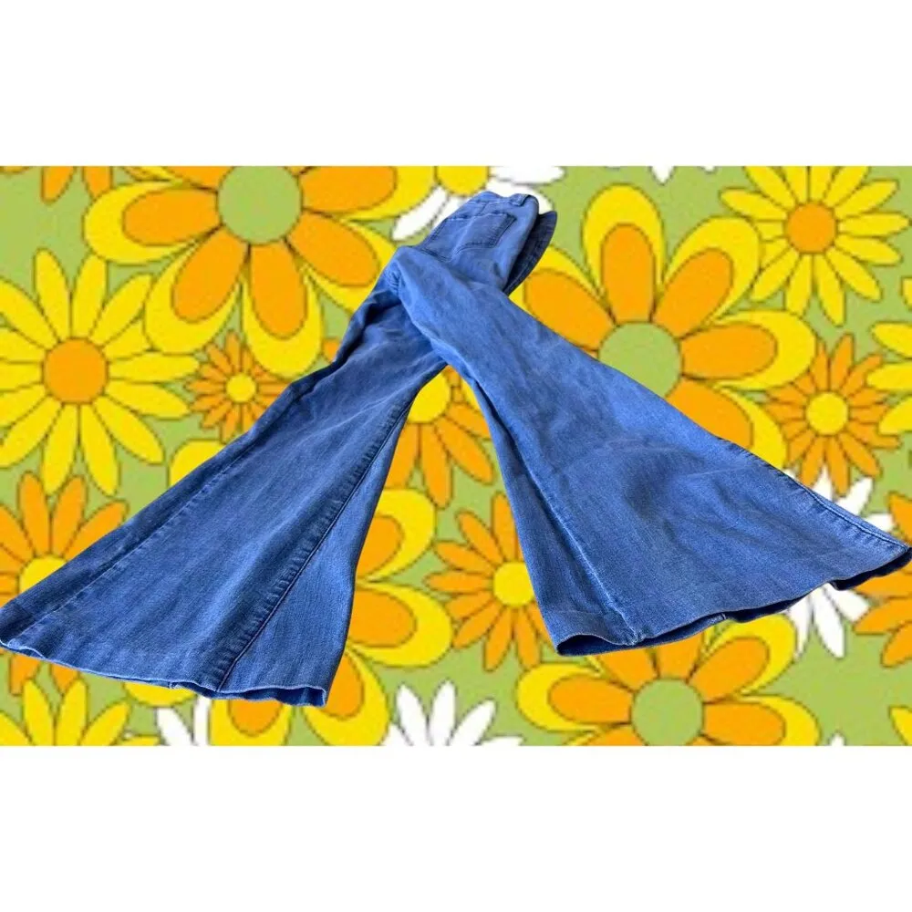 Three Bird Nest Jeans Girls XL Denim Bell bottoms High Waist Flare Legs … Blue Size undefined - Image 8