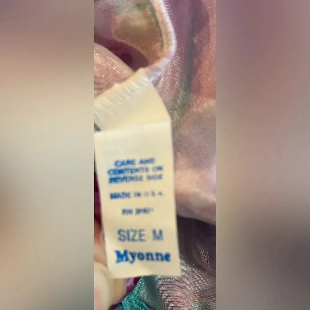 MYONNE Vintage 80s 90s Lingerie Set Purple Floral Design NWT Size Medium US Made Blue - Image 12