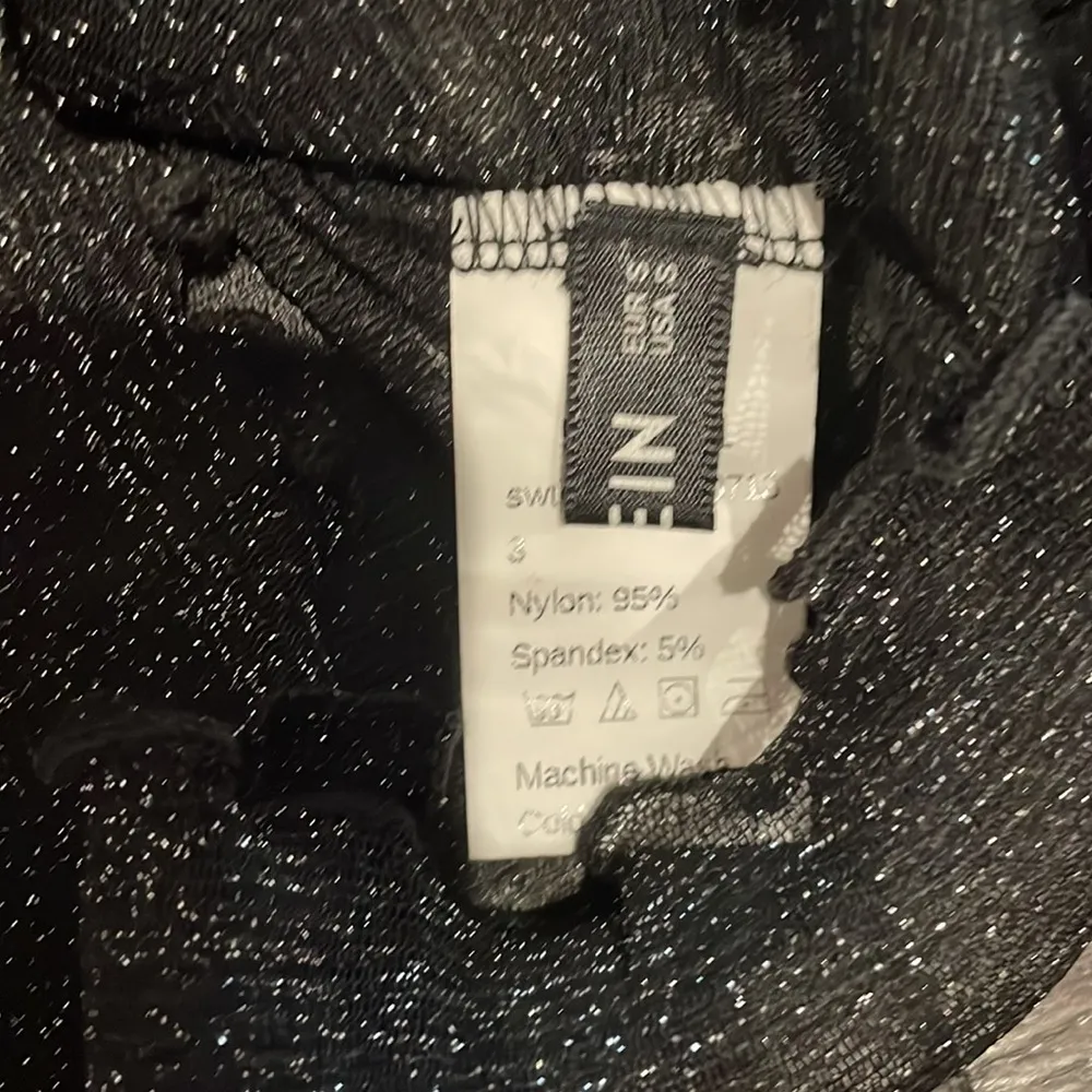 NWOT shein black shiny frill hem short sleeve mesh shirt top tee size small s - Image 3