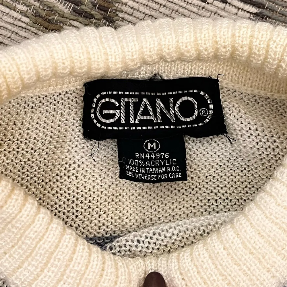 Gitano Vintage Sweater Mock Neck Striped M Medium - Image 4