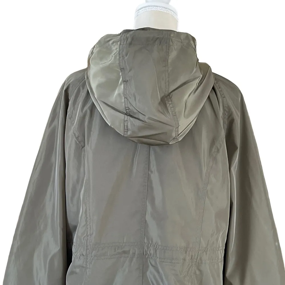 Michael Kors Women’s Olive Green Hooded Jacket Size L Lightweight Drawstring - Image 5