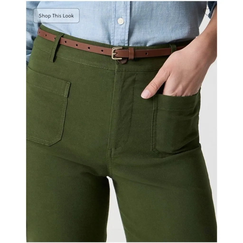 J.Crew $118 Lizzie High Rise Patch Pocket Wide Leg Pant Pine Green Size 24T - Image 2