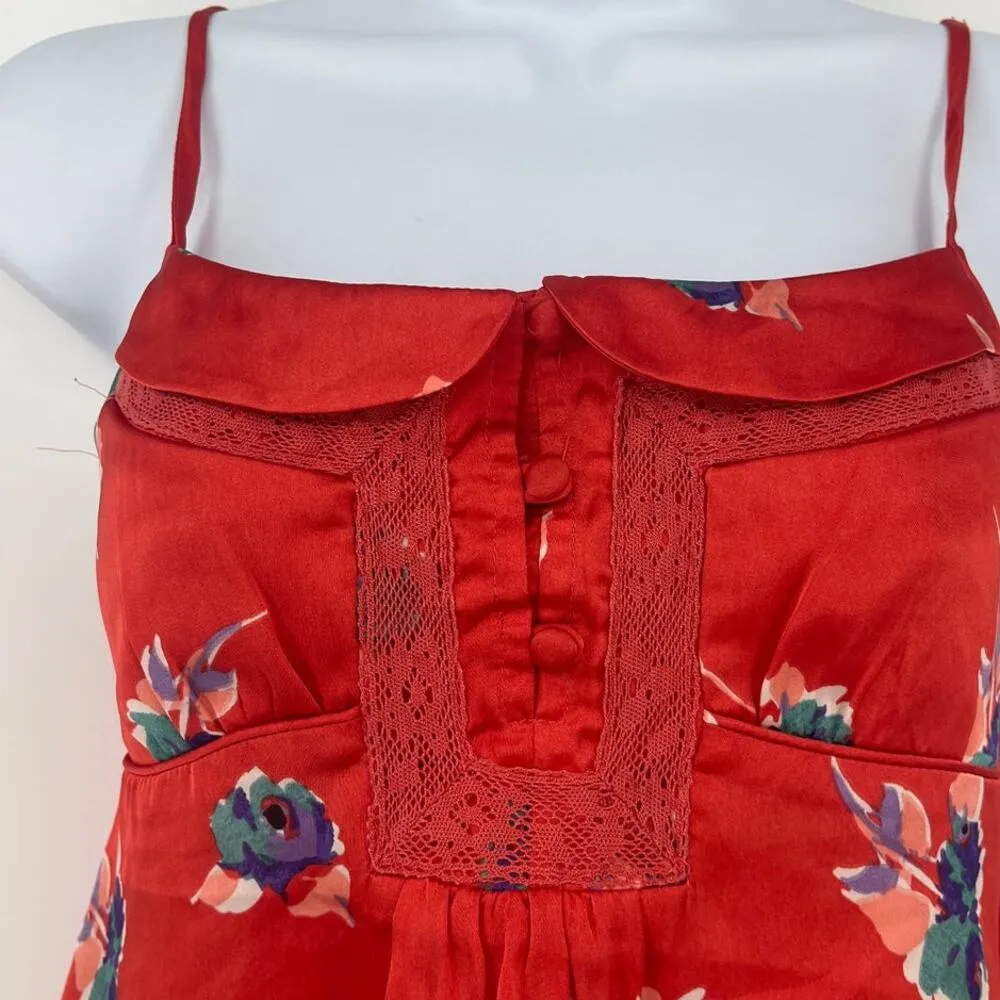 American Eagle Y2K Babydoll Cami Top Sz XS Coquette Satin Lace Cottage Festival - Image 3