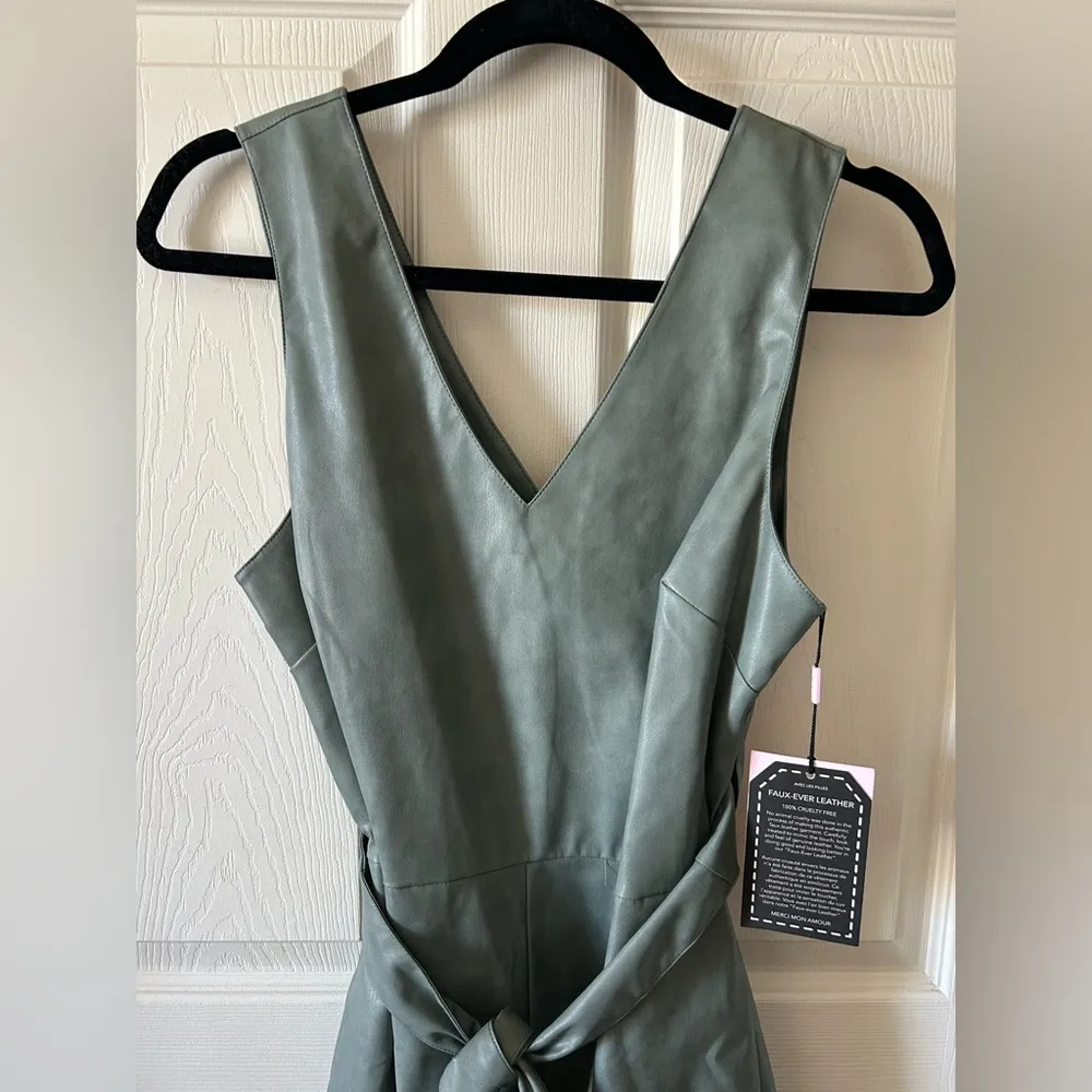 Anthropologie Avec Les Filles Women’s Faux Leather Cross Back Wrap Romper Size S - Image 8