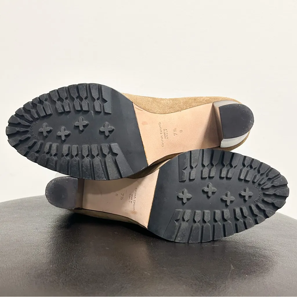 Dana Davis Tan Brown Suede Leather Ella Ankle Boot Pull On Heel 7.5 B *No Box* - Image 7