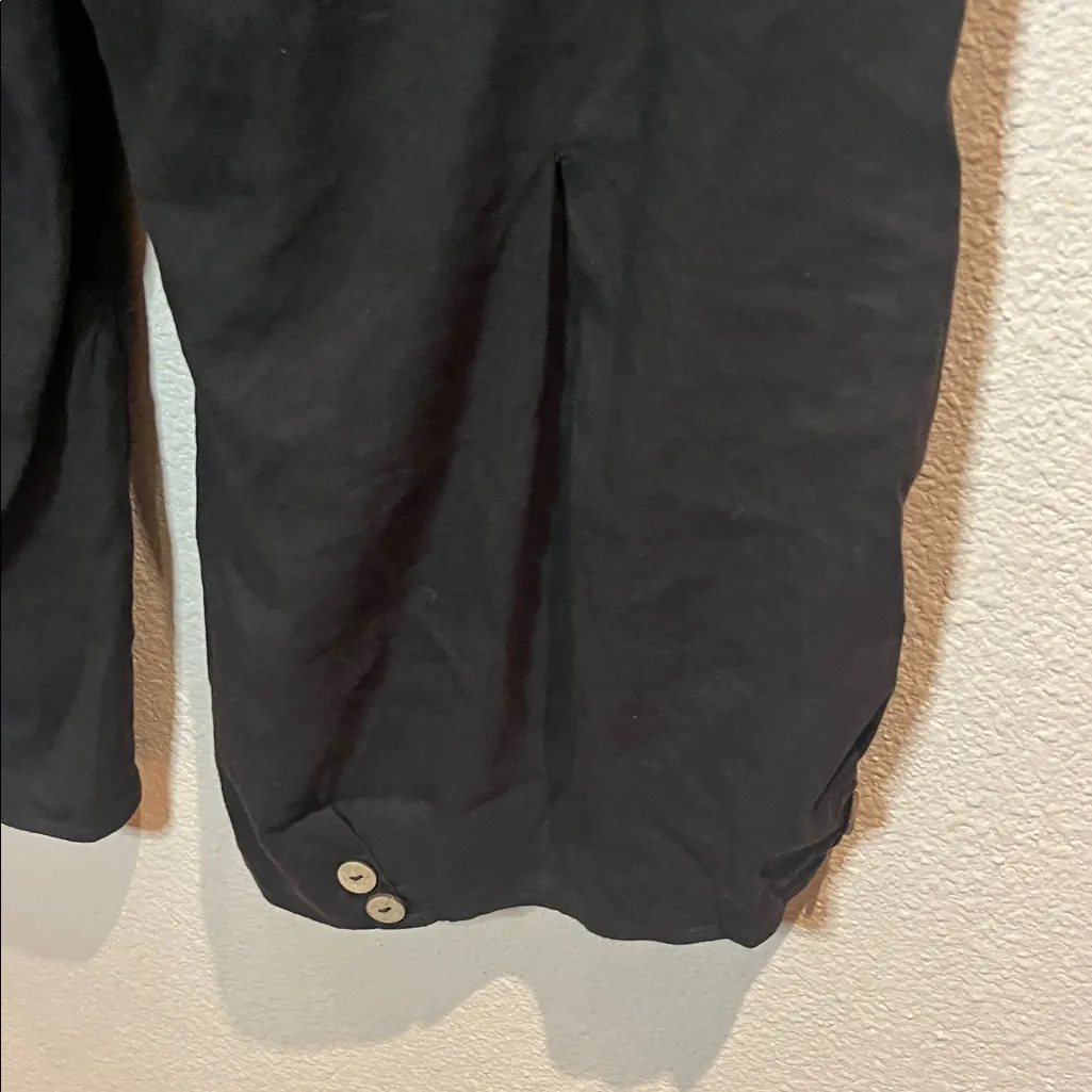 Soft Surroundings Women’s Wide Leg Cropped Linen Rayon Pants Black Large - Image 7