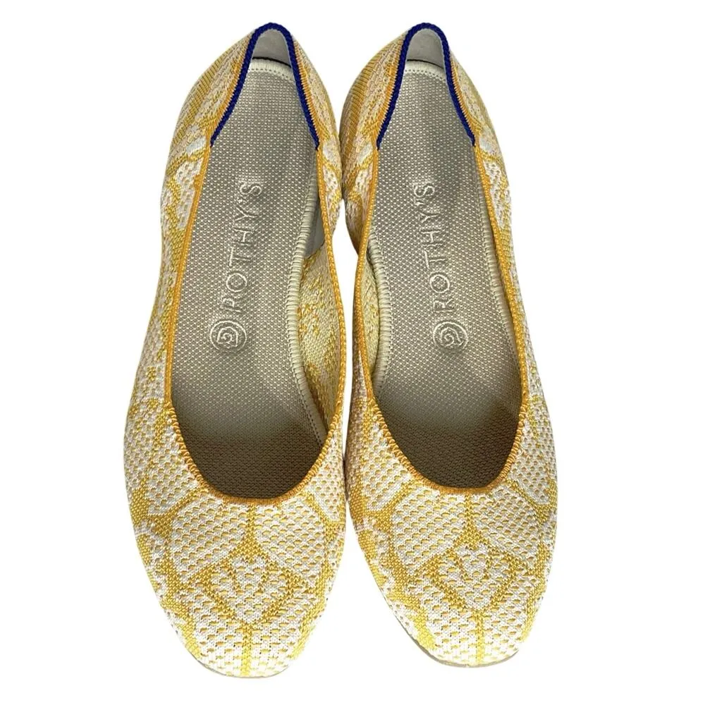 ROTHY’S Women’s Daisy Pattern The Flat Yellow and White knit flat 10 - Image 3