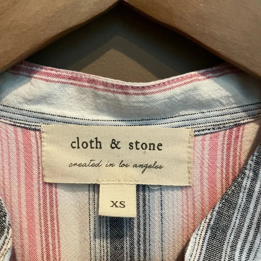 NEW Cloth & Stone Striped‎ Linen Shirt Dress XS - Image 5