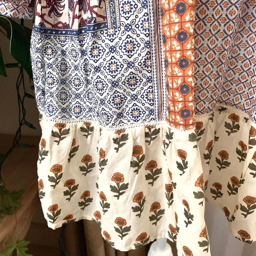 Zara Belted Patchwork Cottagecore Printed Shirt Dress in Multicolor - Image 8