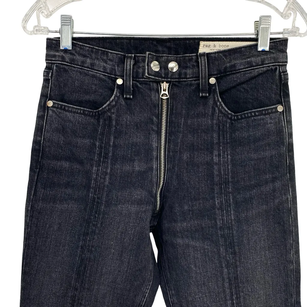 Rag & Bone Iver Black Bain Zipper Detail Cropped Jeans - Image 3