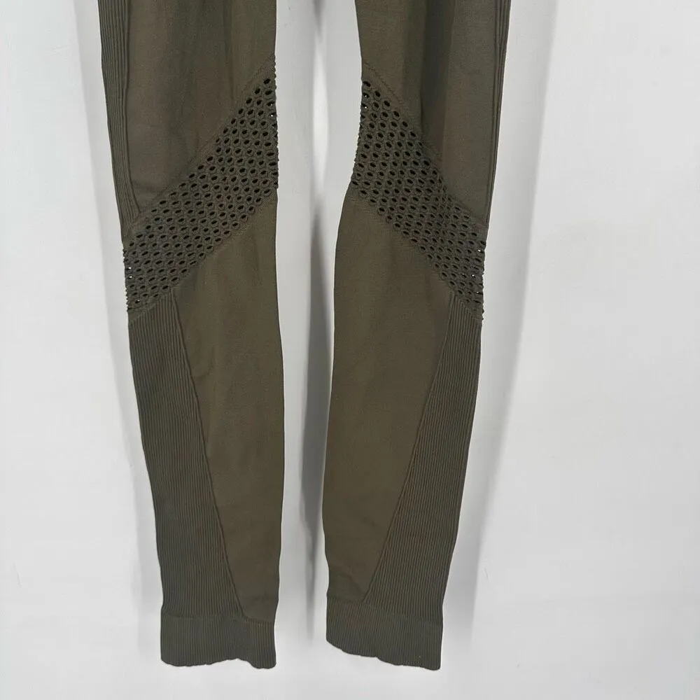 Alala Essential Seamless Compression Tight Leggings Army‎ Green Cutout Medium - Image 11