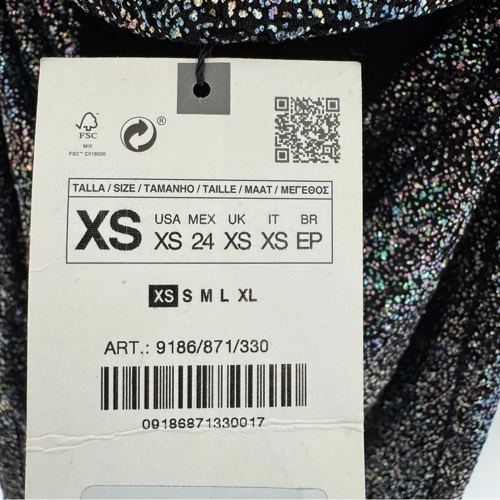 NWT Zara Cut Out Multicolor Sparkle Glam Mini Dress Black Silver Size XS - Image 8