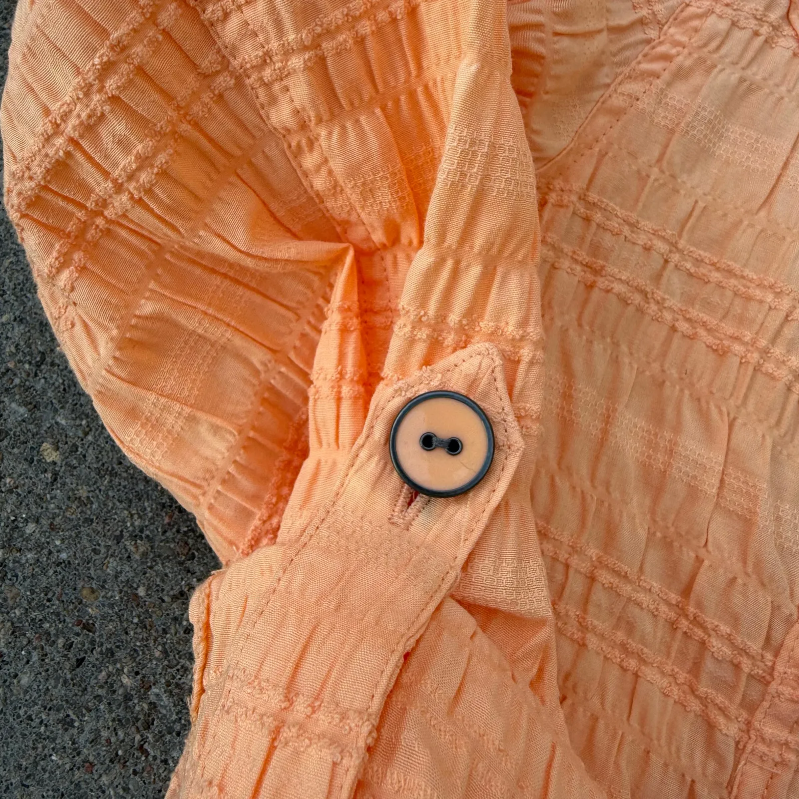 Christopher & Banks Orange Seersucker Roll Sleeve Zip Up Hooded Jacket MEDIUM - Image 4