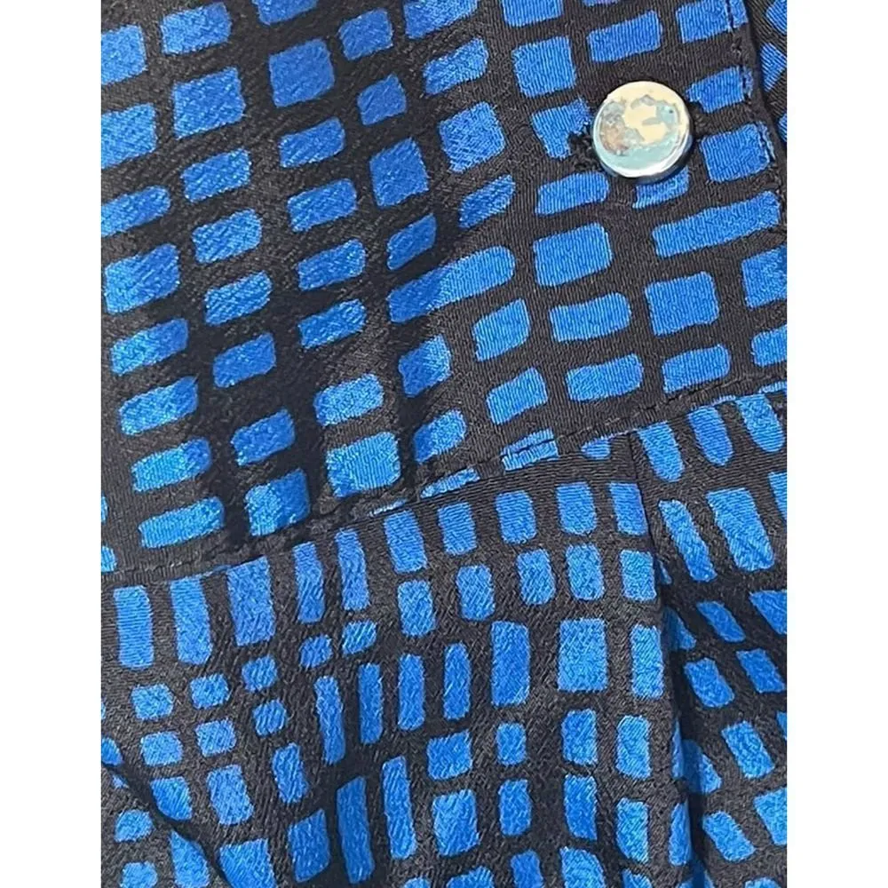 Croft & Barrow Lace Up Snake Animal Print Long‎ Sleeve Pockets Blouse Blue XL - Image 5