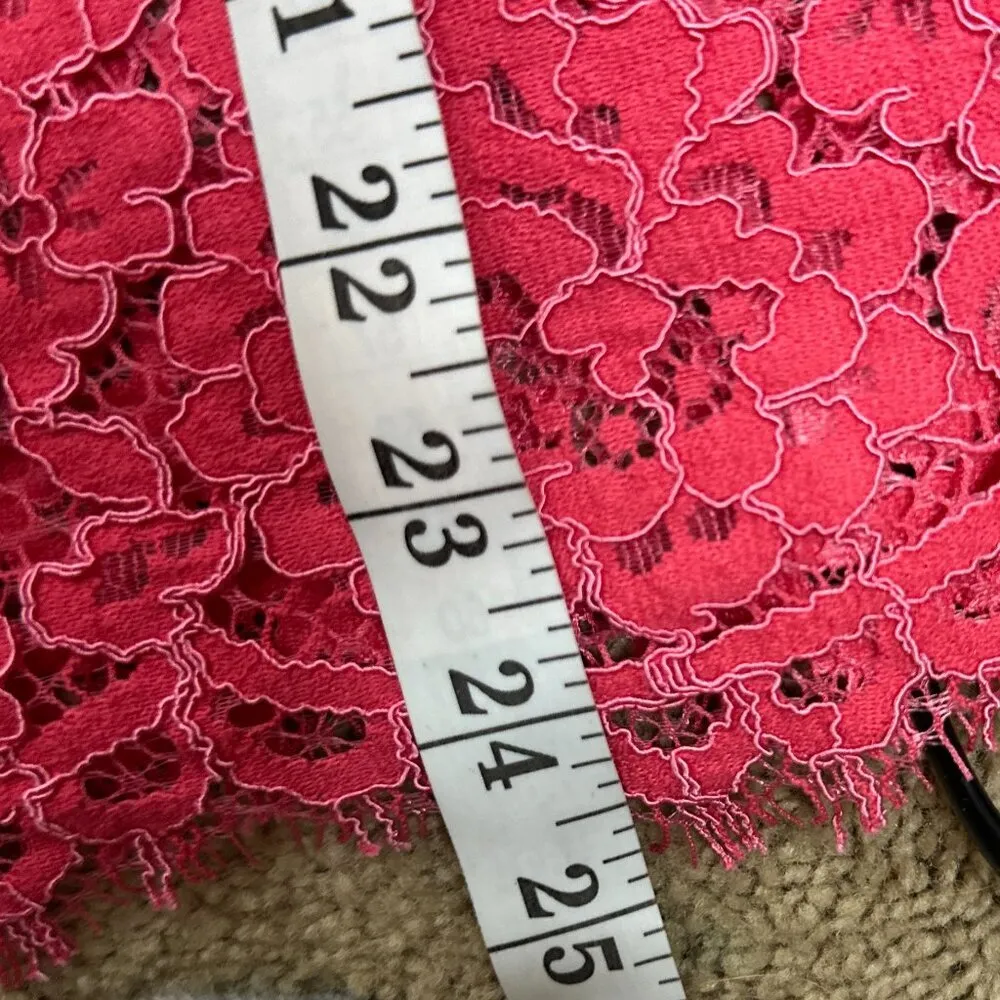 NWOT J Crew Scalloped Eyelet‎ Lace Mock Neck Fringe Hem Blouse in Pink Size 14 - Image 12