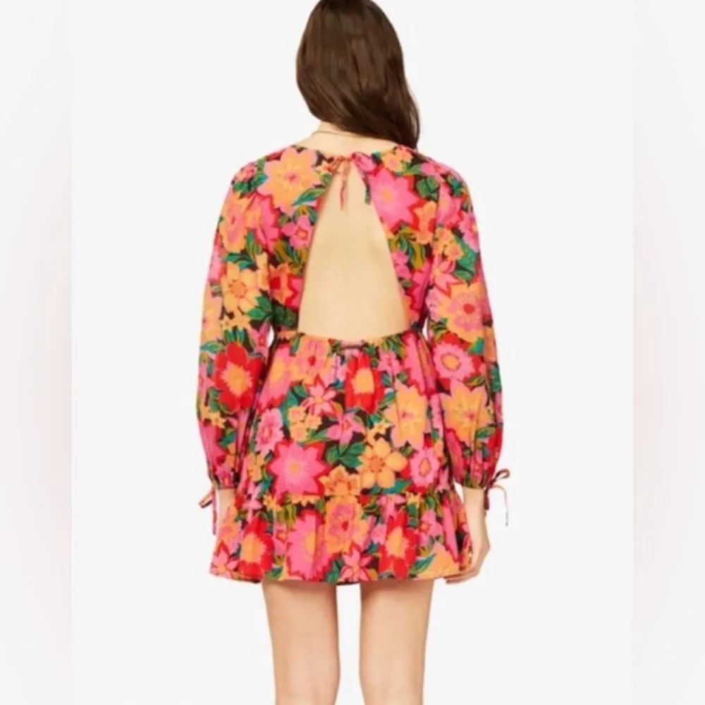 Billabong Heaven sent open back puff sleeve tropical bohemian mini dress NWT MD - Image 2