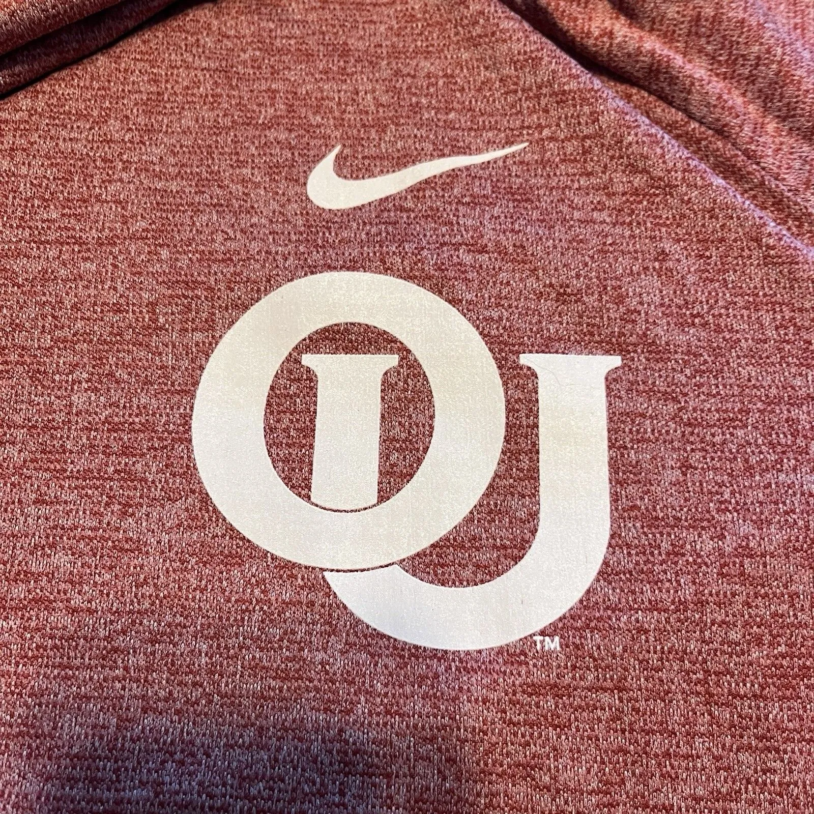 Nike Oklahoma Sooners OU Cowl Neck Long Sleeve Shirt Red White Heathered Men’s M - Image 4