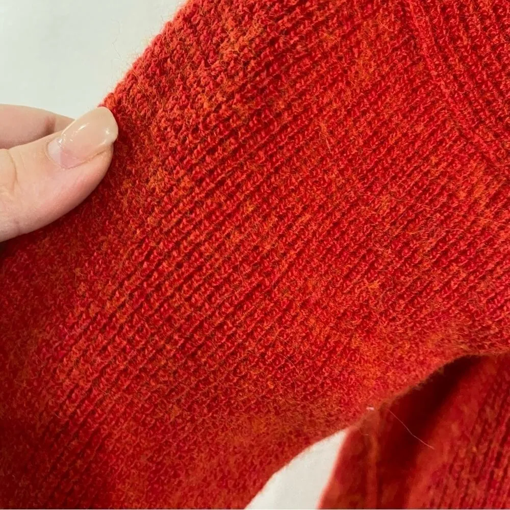 MADEWELL | Red Wool Blend Asherton Waffle Knit Henley v-neck sweater Size S - Image 6