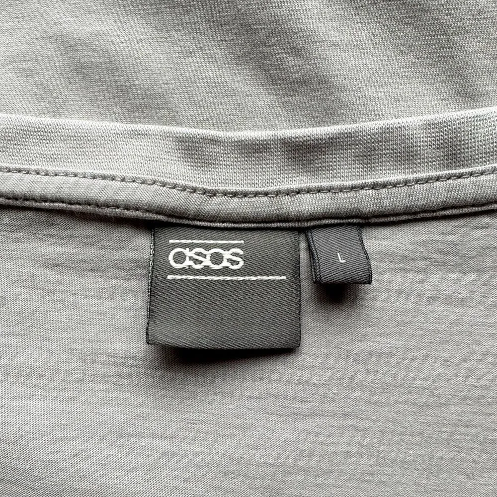 🔃Asos Gray Scoop Cut Neckline Cotton Short Sleeve Tee Shirt - Image 3