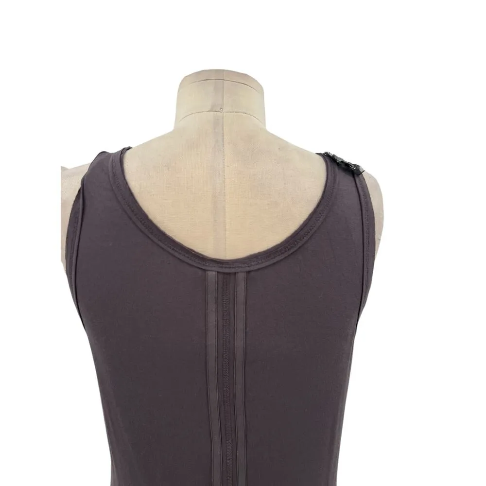 Alice + Olivia Inside Out Tank Top Leather Trim Detail Gray Black‎ Size Medium - Image 7