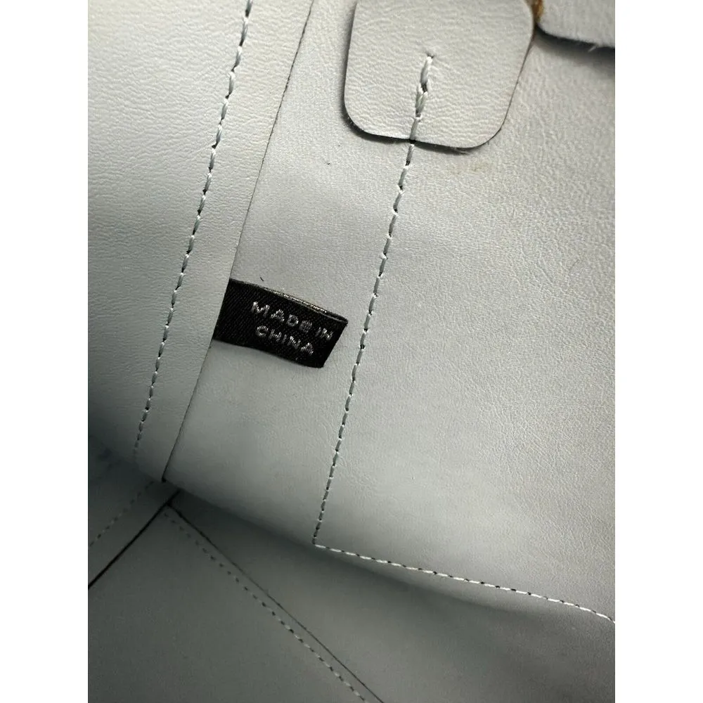 ZAC ZAC POSEN Dark‎ Blue Folded Gusset Leather Tote Bag Purse - Image 10