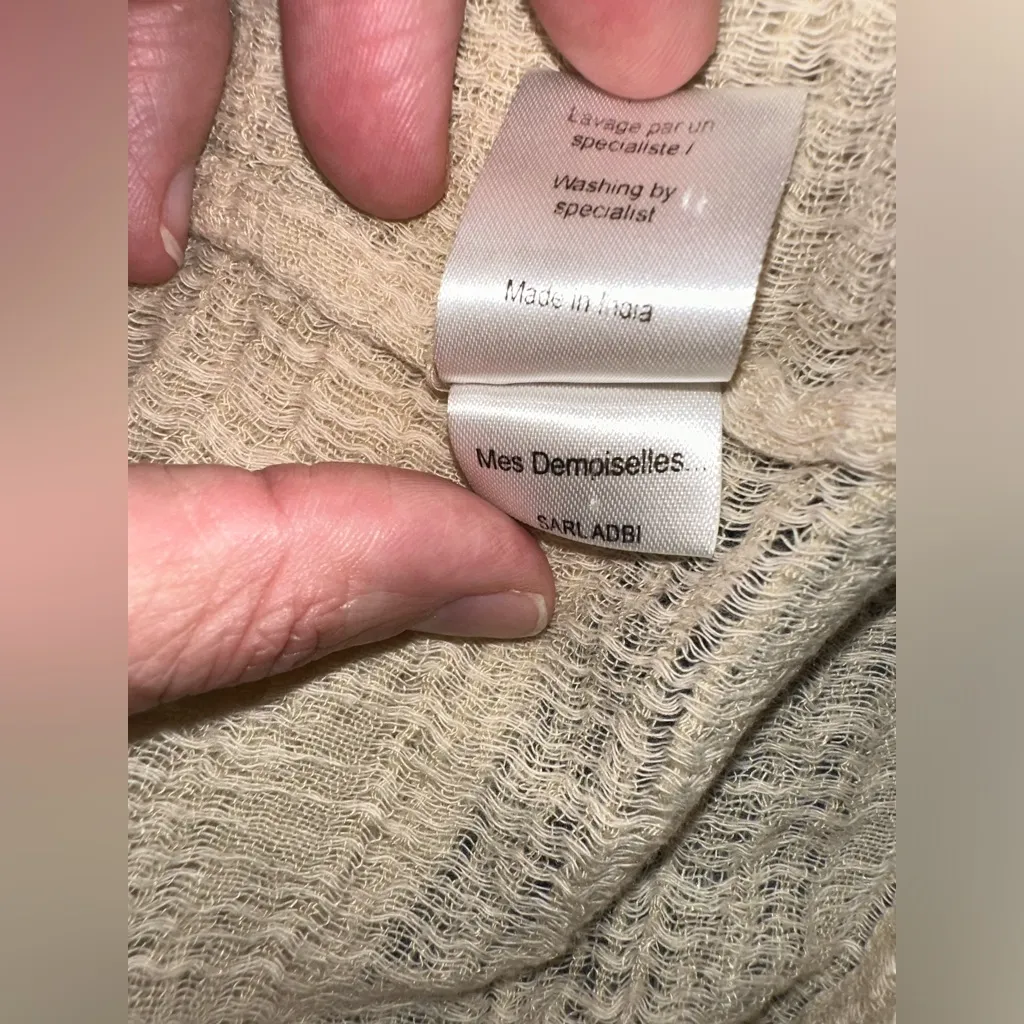 Mes Demoiselles Paris Cream Knit Joie Boho Flowy Crochet Top EUC Size 36 (US 4)‎ - Image 7