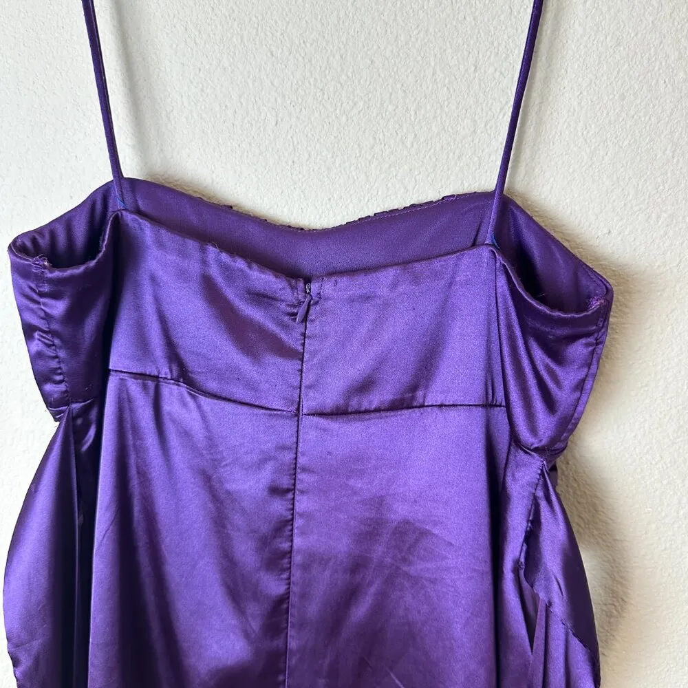 CITY STUDIO Party Dress Purple Satin Pleated Bodice Rosette - Image 8