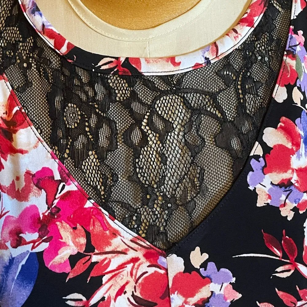 🌸 NWT Maxi dress floral black lace with ruffle sleeves TORRID 1, 1X, XL, 16 - Image 6