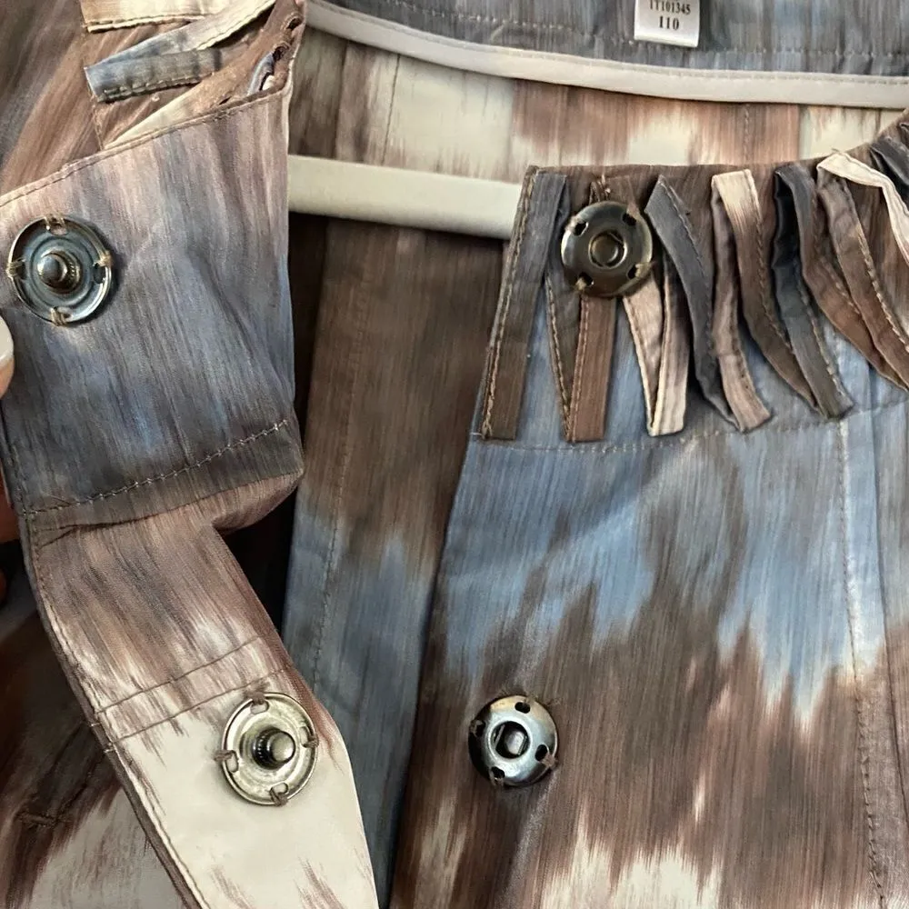 Chico's Ikat Tie Dye Blue Bron Lightweight Cropped Blazer Size 8 - Image 3