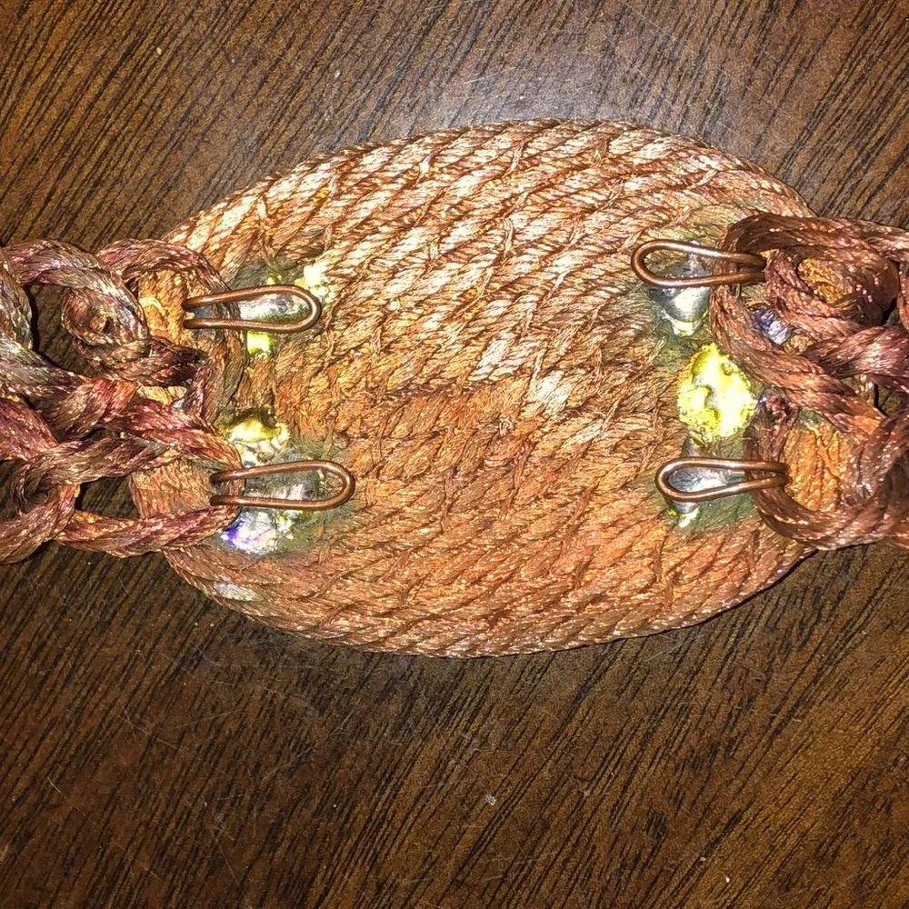 Copper Metal Vintage Brutalist Chunky Retro Braided Belt With Removable Buckle - Image 5