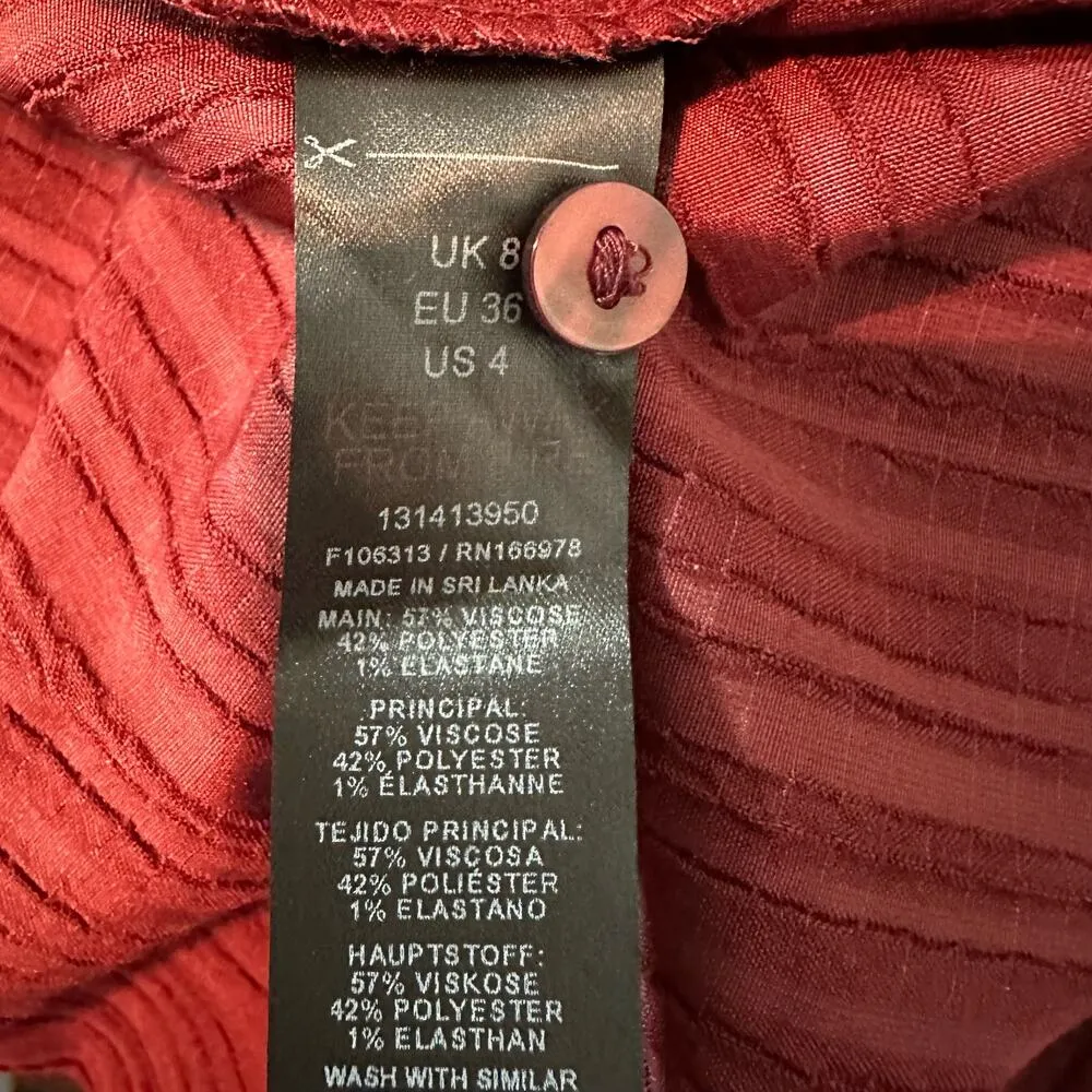 Topshop Button Front Long Sleeve Top Berry Size US 4 Business Casual Attire - Image 7