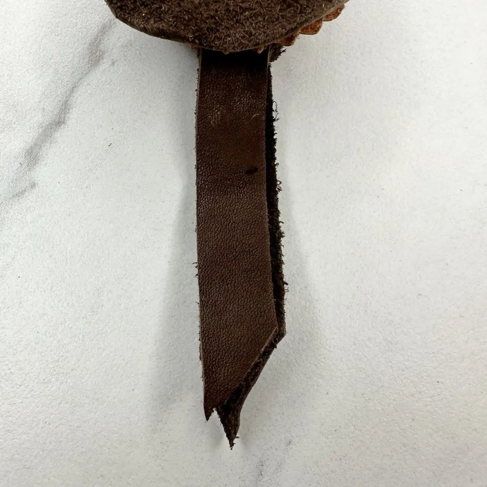 Soft Brown Leather Fringe Western Concho Rock Creek Idaho Boho Keychain Keyring - Image 11