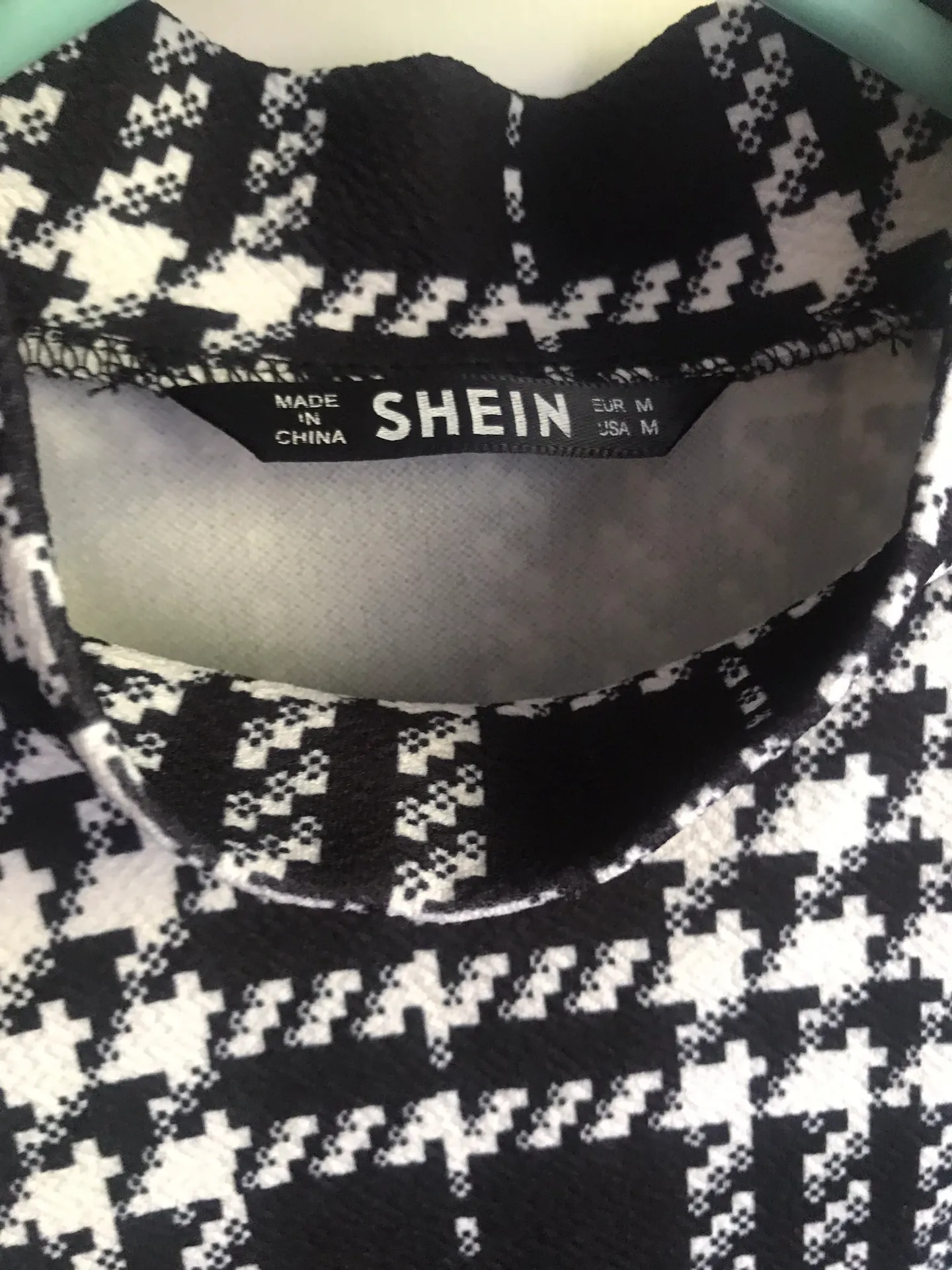 SheIn Mock Neck Houndstooth Bodysuit - Image 6