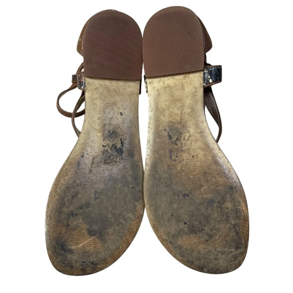 WHBM Aviva Gladiator Sandal Brown Snake size 8.5 Back Zip - Image 10