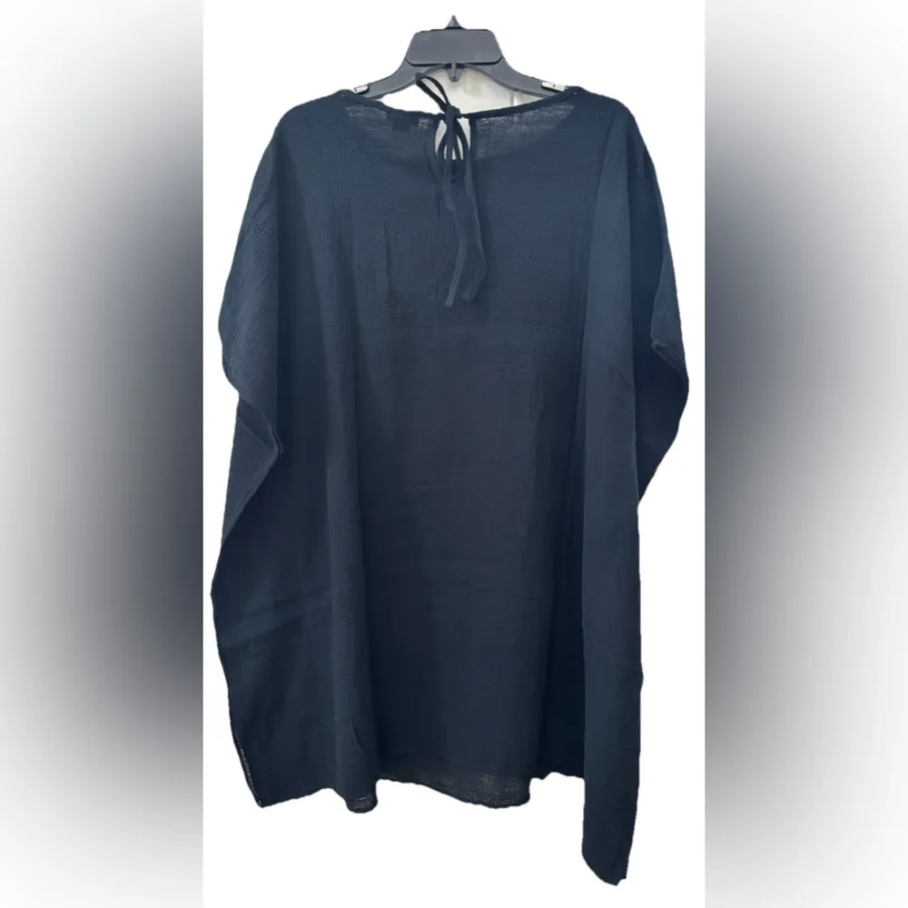 NWT Andie The Magdalena Kaftan Swim Cover Up Black Women's Size S/M Cotton Gauze - Image 2