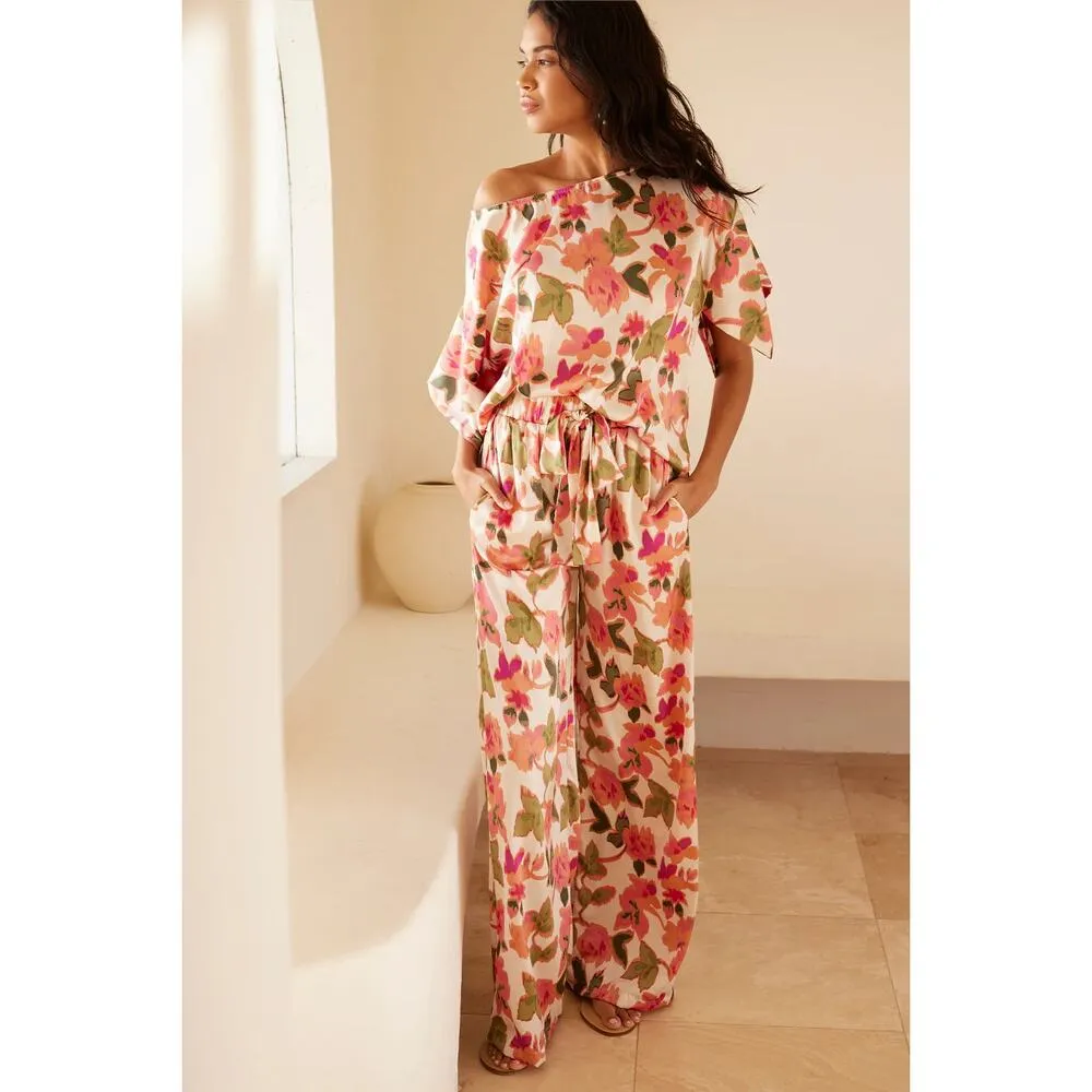 MISA Telka Blouse Top & Reshma Pants Set Sonoran Floral Satin Women's Size Small - Image 2