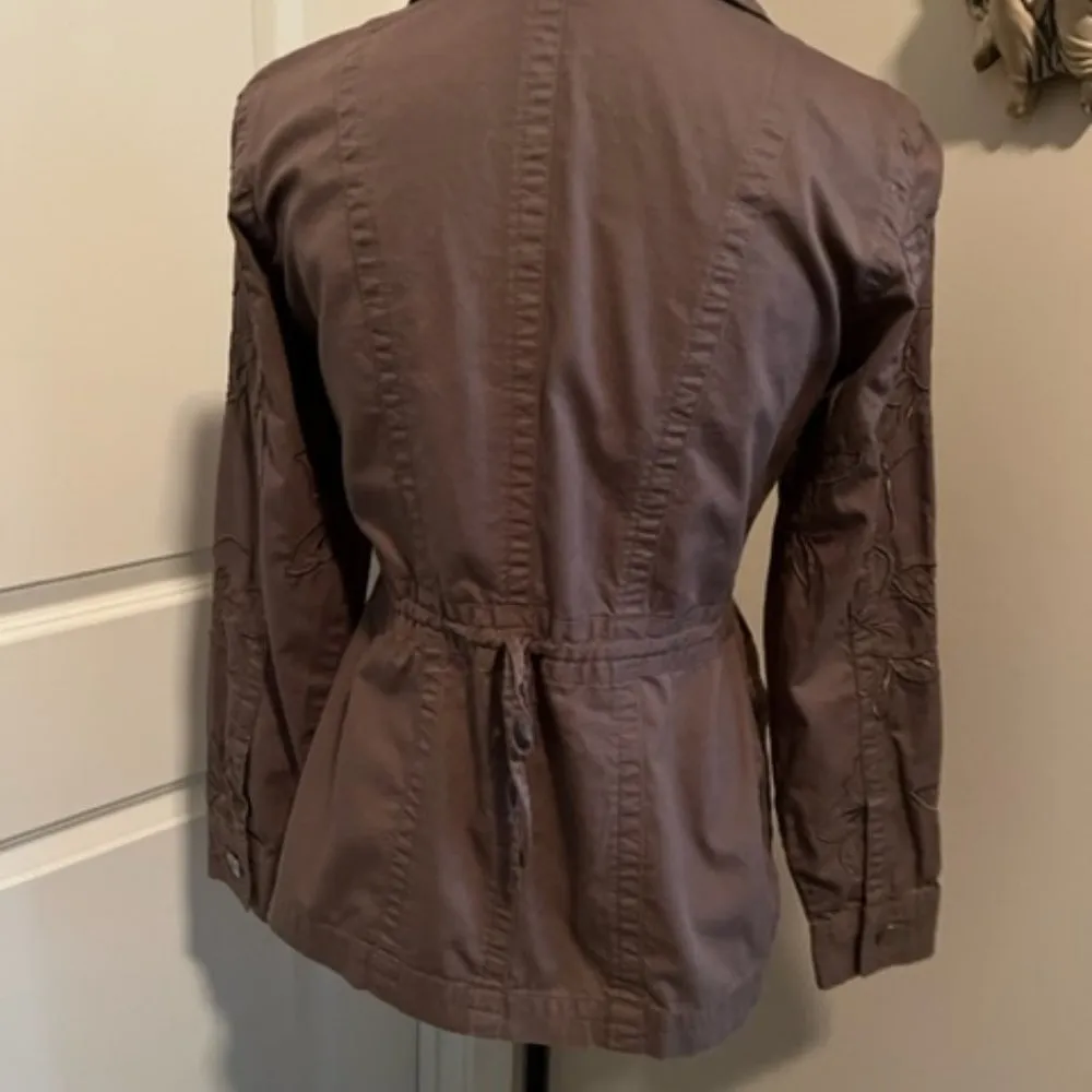 Vintage Together Embroidered Brown Blazer Jacket Size 4 - Image 2