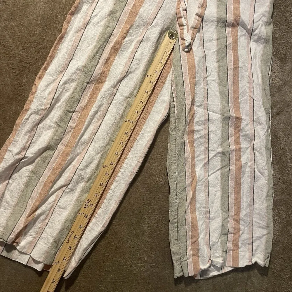 Rachel Zoe Pants Womens 6 Linen Pull On Striped Wide Leg Coastal Resort Belted - Image 7