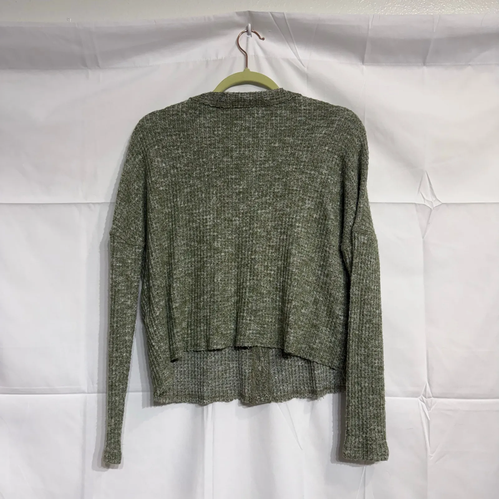 Anthropologie Eri + Ali Sage Green Oversized Waffle Knit Cardigan Sz XS - Image 10