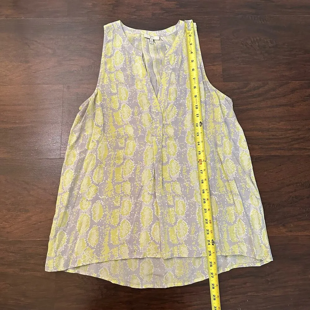 Joie yellow, gray & white snakeskin silk sleeveless top size S - Image 9