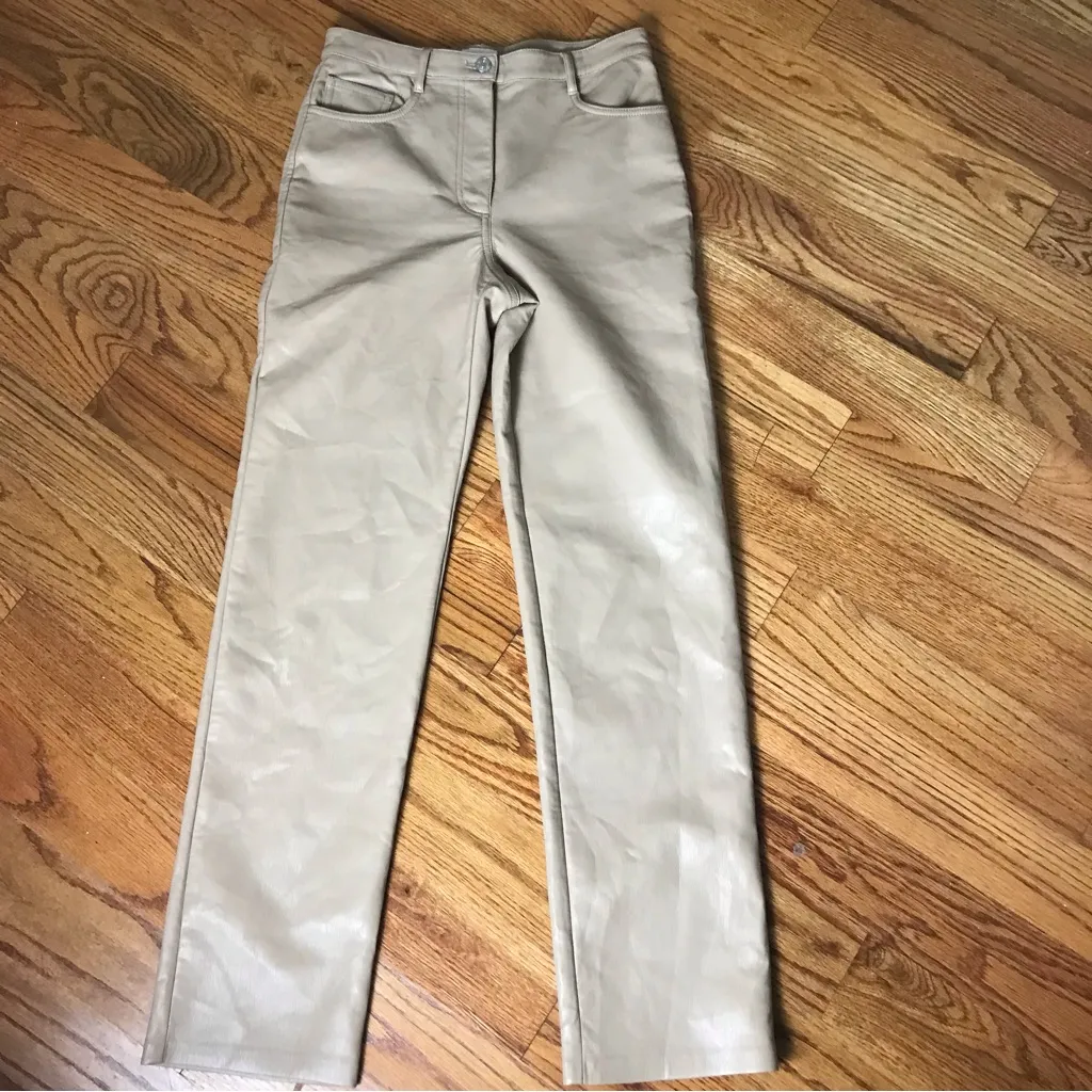 Aritzia Wilfred Melina Tan High-Waisted Faux Leather Pants - Image 9