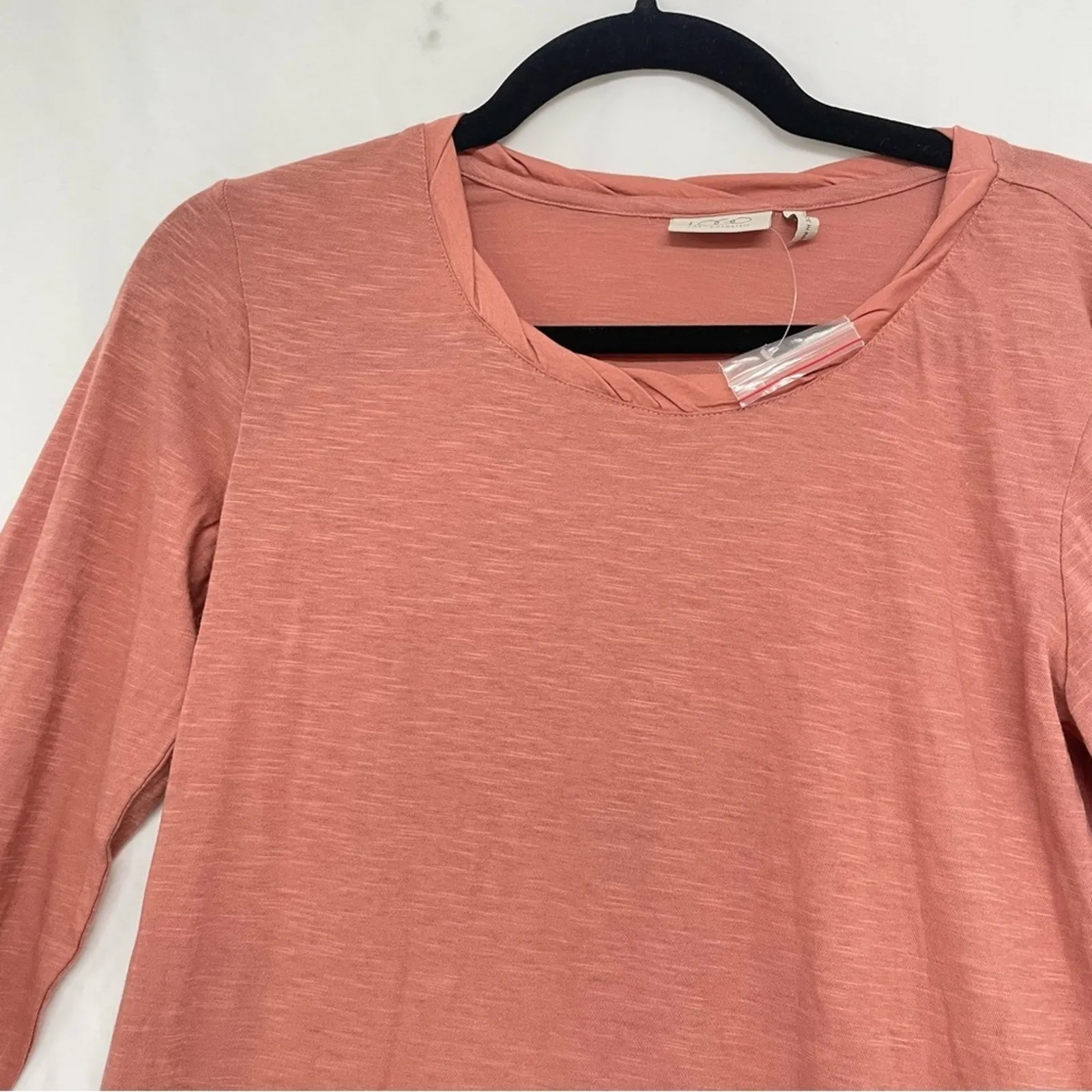 Logo Lori Goldstein Pink Sequin Peplum Tunic Long Sleeve Blouse XS - Image 3