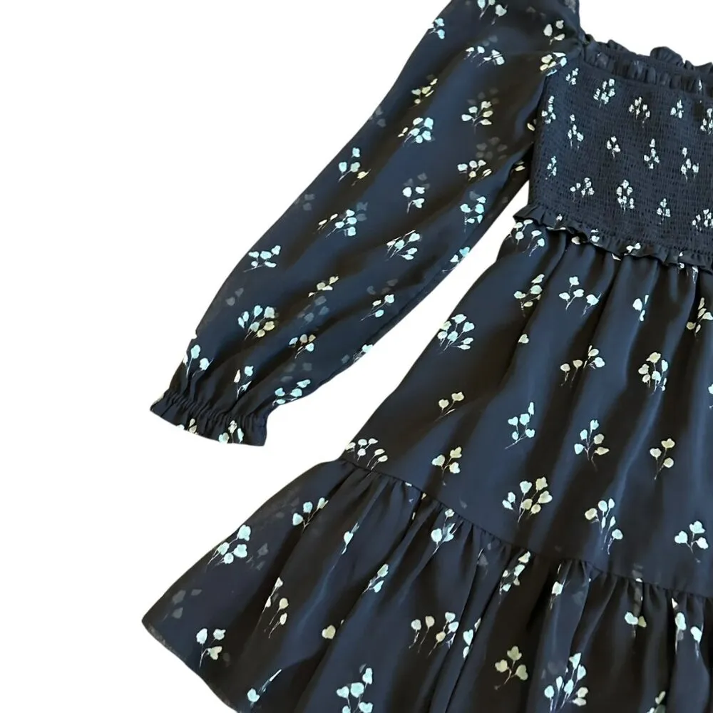 Wilfred Aritzia Tempest Dress Black Aqua Print Long Sleeve Mini Length Size XS - Image 12