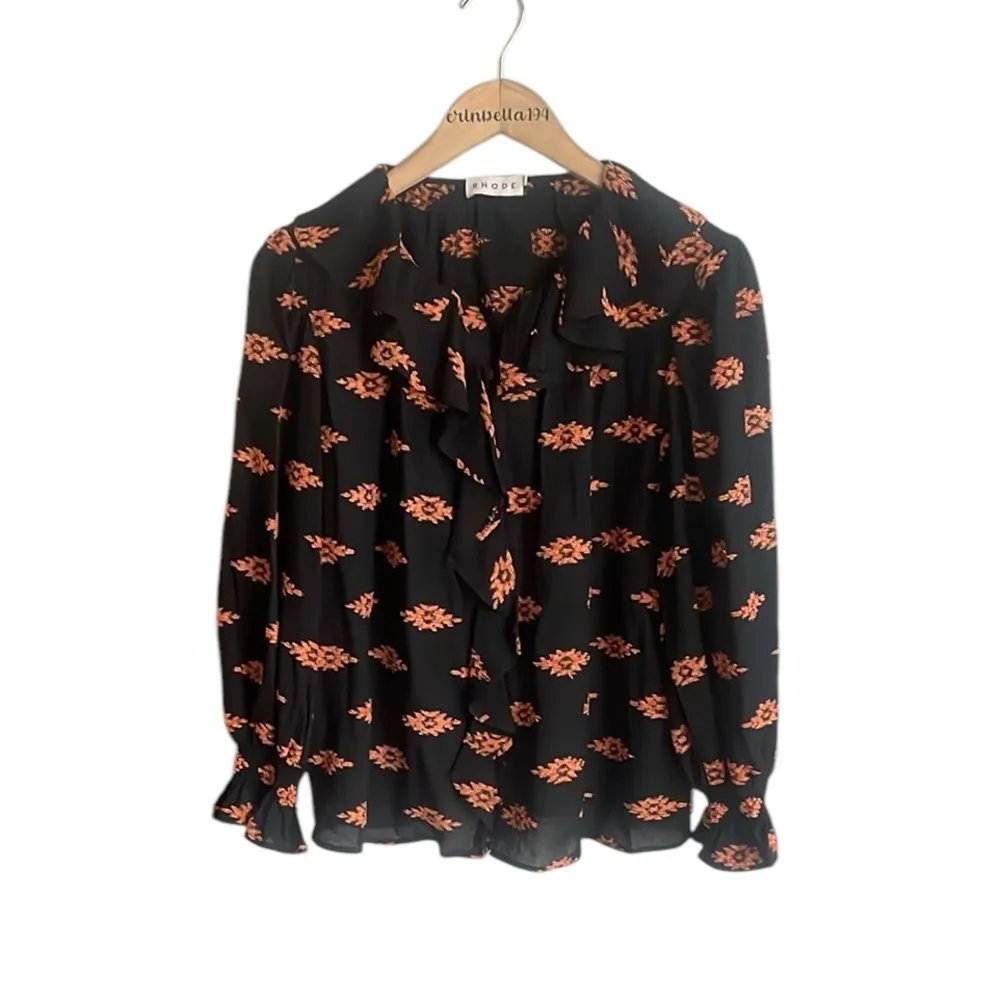 RHODE Nessa Top In Ikat Clip Jacquard In Multi Black Size XS - Image 3