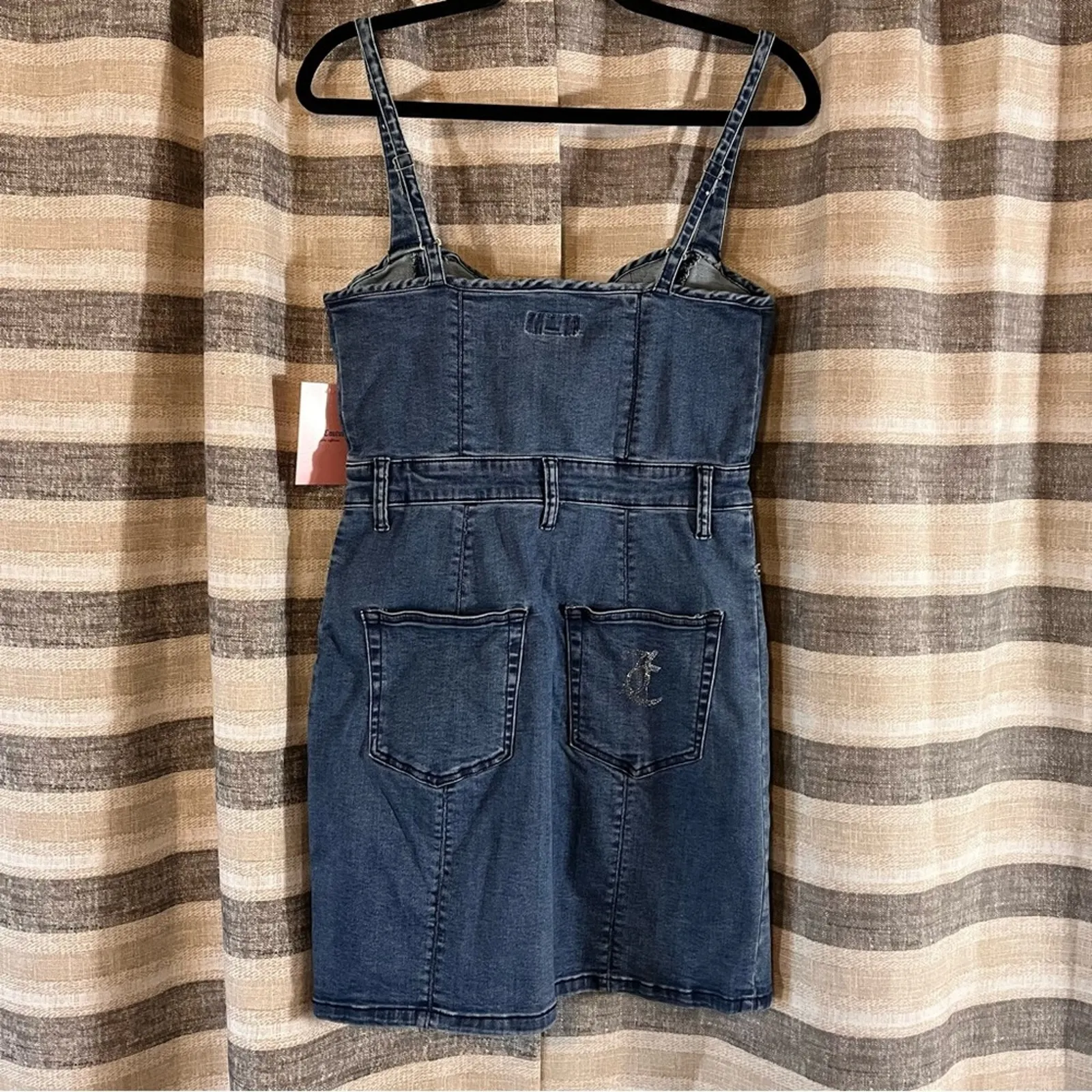 Juicy Couture Sweetheart Neckline Medium Wash Denim Mini Dress Size‎ Medium - Image 2
