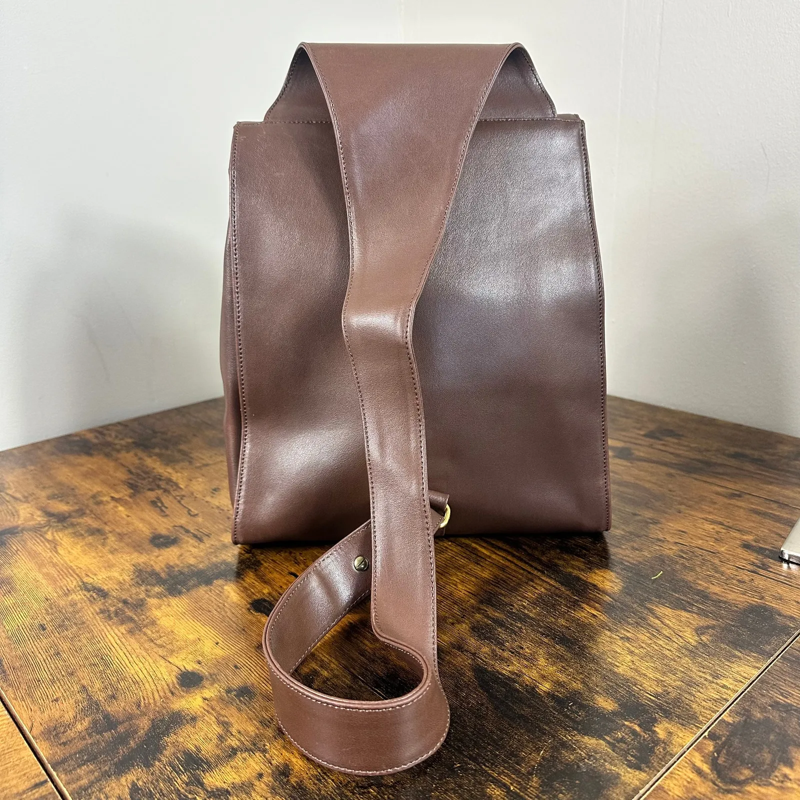 Vintage Chloe Brown Leather Sling Bag Backpack Authentic - Image 2