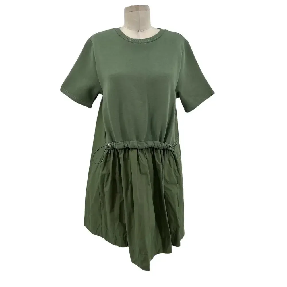 Anthropologie‎ Pilcro Sweatshirt Twofer Mini Dress Short-Sleeve Moss Green Small - Image 3
