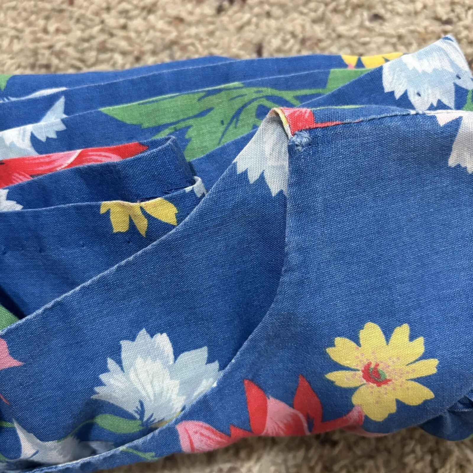 Vintage‎ 70s Hedy Lin Casuals Hawaiian Dress Blue Floral Size L - Image 6